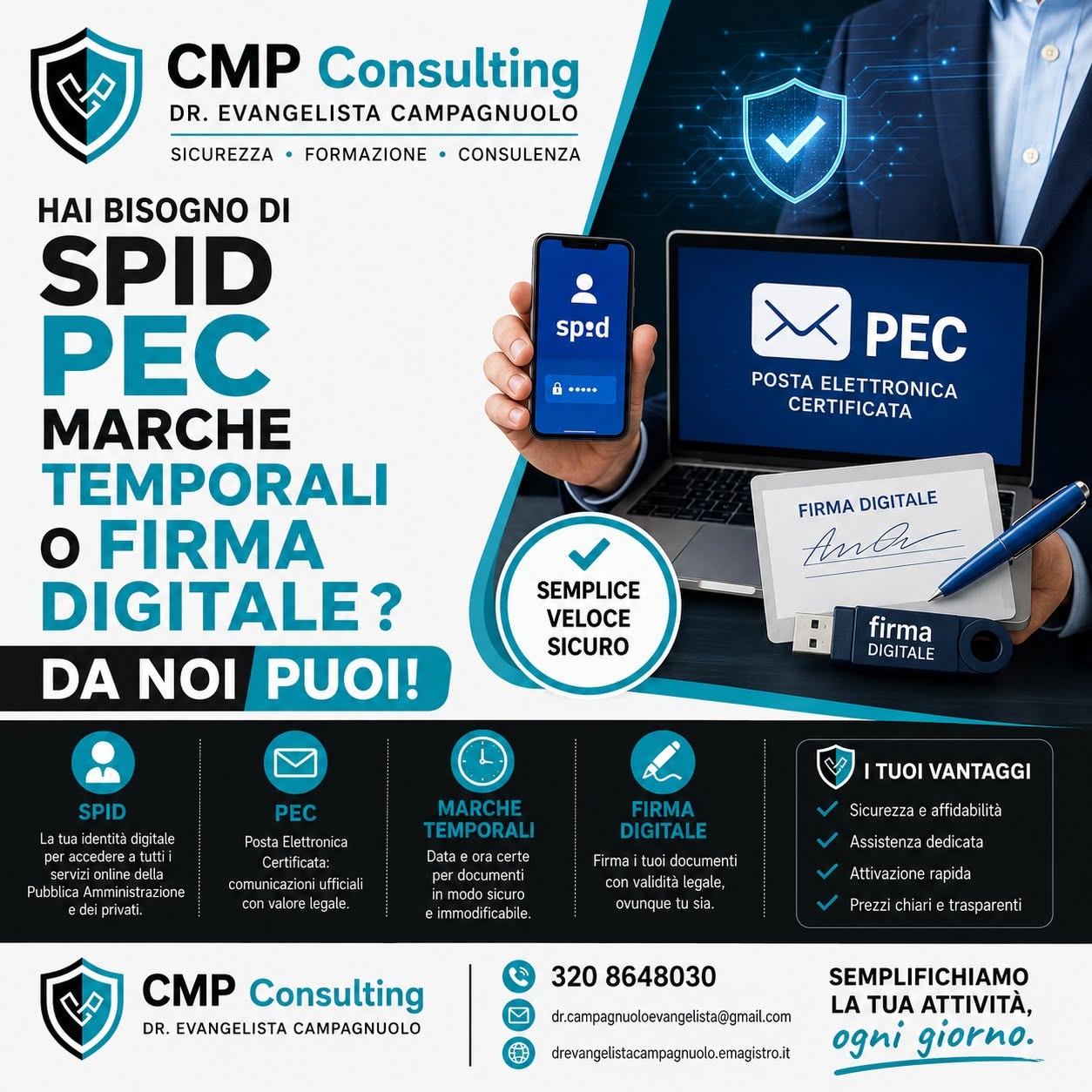 CMP Consulting servizi SPID PEC marche temporali e firma digitale