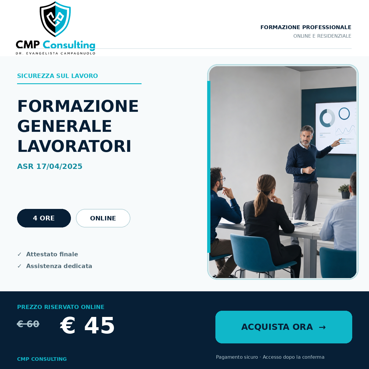 Grafica del corso Corso di formazione generale per lavoratori (4 ore) - ASR 17/04/2025