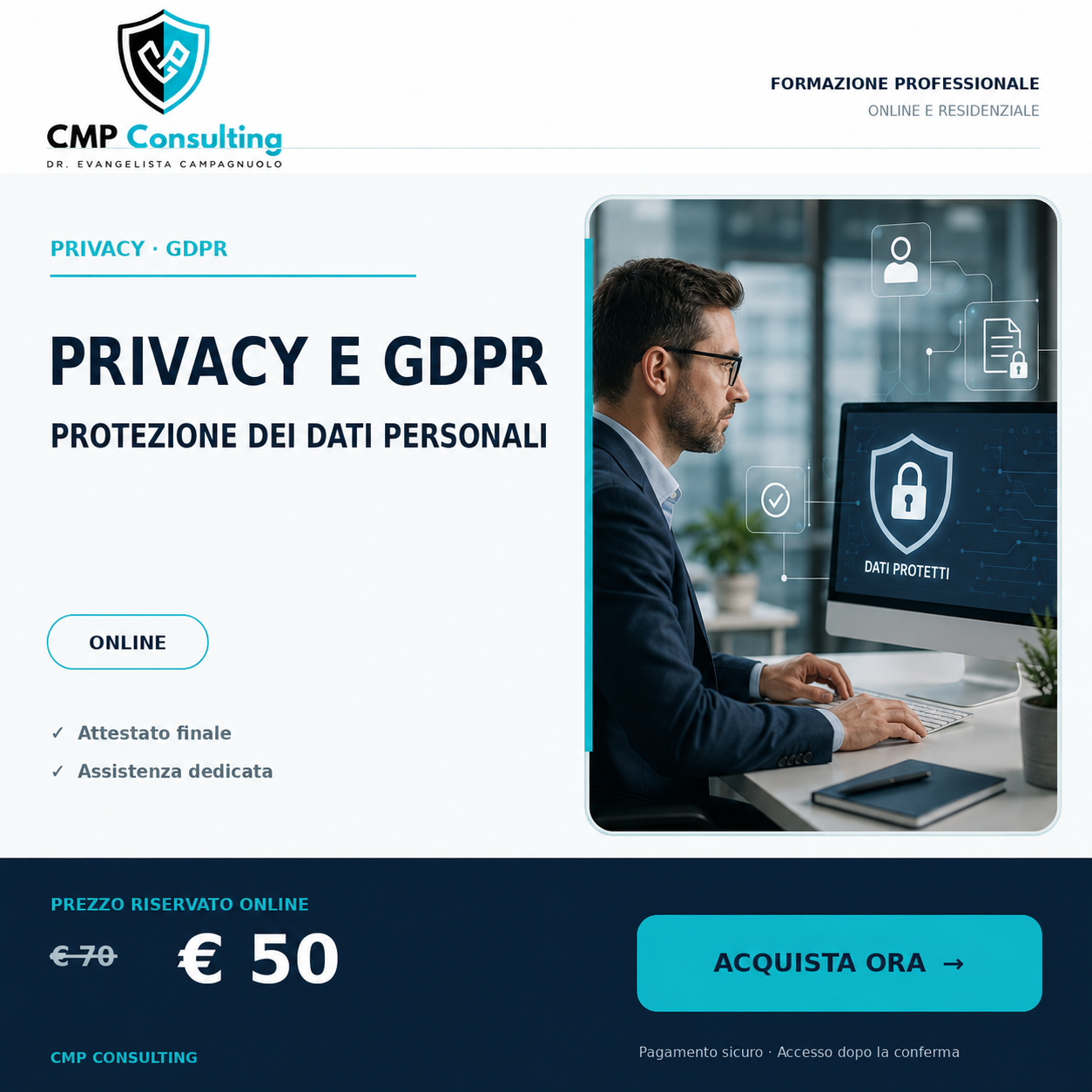 Grafica del corso Corso Privacy e GDPR - protezione dei dati personali